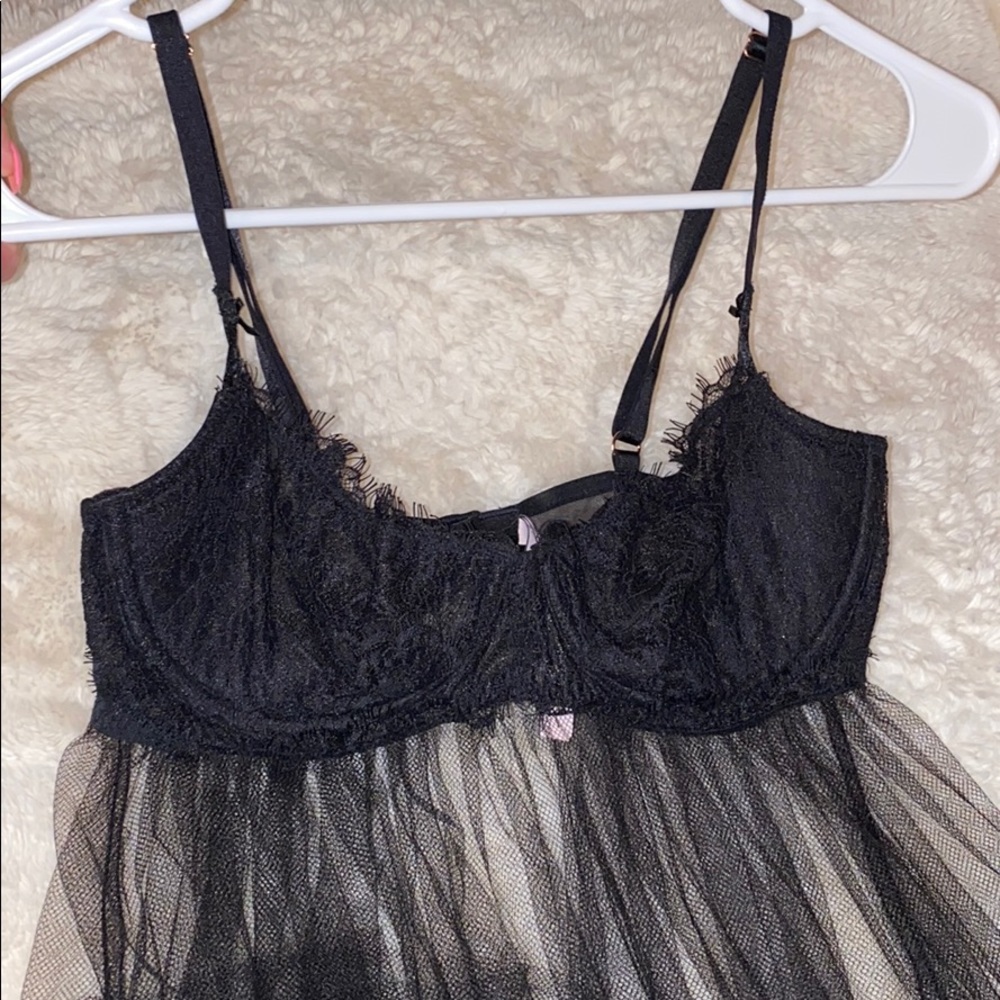 M Black Lace Babydoll Lingerie